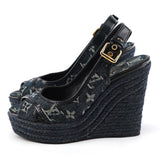 Sandales compensées espadrilles en Monogram Denim EU 37