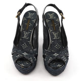 Sandales compensées espadrilles en Monogram Denim EU 37