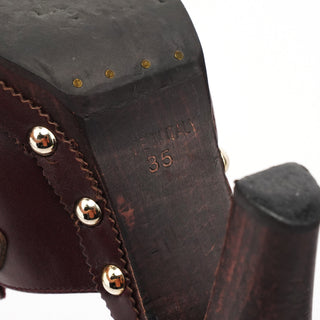 Bordeaux Leather Studded Platform Mules EU 35