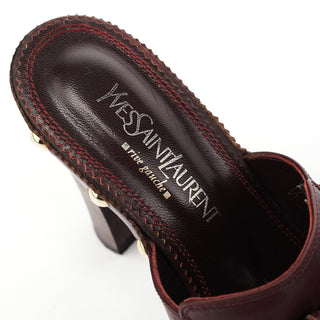 Bordeaux Leather Studded Platform Mules EU 35