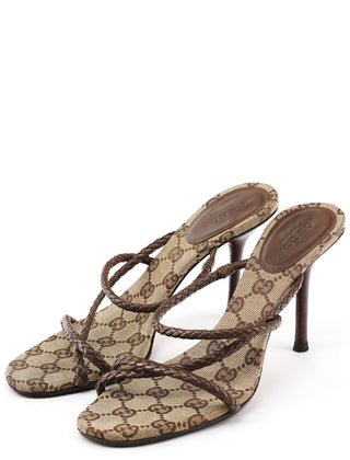 GG Canvas Braided Heeled Mules EU 36.5