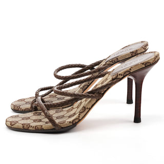 GG Canvas Braided Heeled Mules EU 36.5