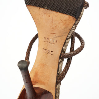 GG Canvas Braided Heeled Mules EU 36.5