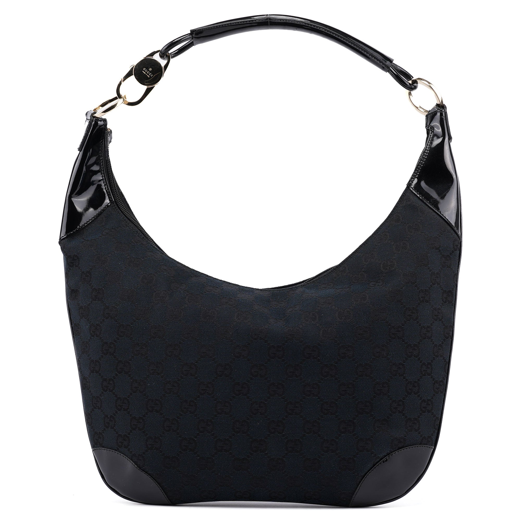 001 4157 Black GG Patent Shoulder Bag