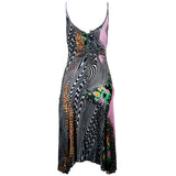 Cavalli Class 2000's Multicolor Animal Floral Print Mesh Dress