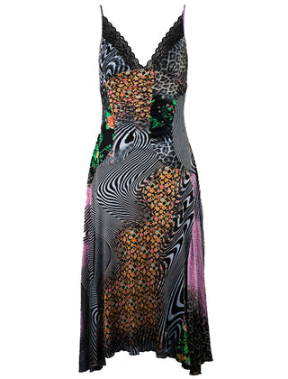Cavalli Class 2000's Multicolor Animal Floral Print Mesh Dress