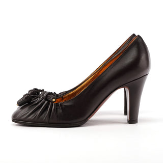 Brown Nappa Leather Tassel Pumps EU 35