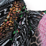 Cavalli Class 2000's Multicolor Animal Floral Print Mesh Dress
