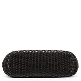 1996 Dark Brown Woven Leather Bamboo Shoulder Bag