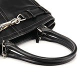 F11199 Hamptons Tote Bag aus schwarzem Glattleder