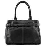 F11199 Hamptons Tote Bag aus schwarzem Glattleder