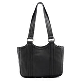 Tote Bag mit Fronttasche aus schwarzem Leder