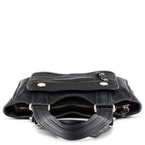 Tote Bag mit Fronttasche aus schwarzem Leder