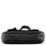 Tote Bag mit Fronttasche aus schwarzem Leder