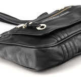 Tote Bag mit Fronttasche aus schwarzem Leder