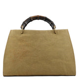 109138 Bamboo väska med topphandtag i khakifärgad canvas