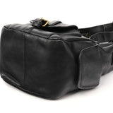 03156-12 Borsa hobo con tasca in pelle nera