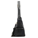 03156-12 Borsa hobo con tasca in pelle nera