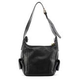 03156-12 Borsa hobo con tasca in pelle nera