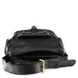 03156-12 Borsa hobo con tasca in pelle nera