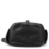 03156-12 Borsa hobo con tasca in pelle nera