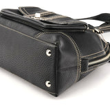 F13963 Sac cabas Turnlock en cuir grainé noir