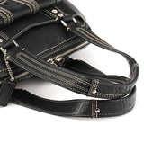 F13963 Sac cabas Turnlock en cuir grainé noir
