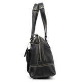 F13963 Sac cabas Turnlock en cuir grainé noir
