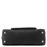 F13963 Sac cabas Turnlock en cuir grainé noir