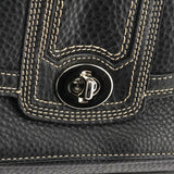 F13963 Sac cabas Turnlock en cuir grainé noir