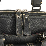 F13963 Sac cabas Turnlock en cuir grainé noir