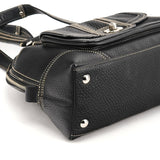 F13963 Sac cabas Turnlock en cuir grainé noir