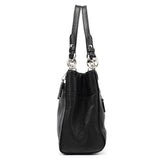 F16531 Turnlock tote i sort læder