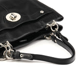 F16531 Turnlock tote i sort læder