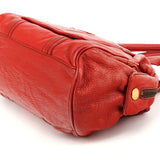 Borsa bowling in pelle rossa con tasca frontale