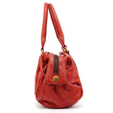 Borsa bowling in pelle rossa con tasca frontale