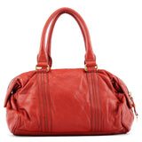 Borsa bowling in pelle rossa con tasca frontale