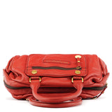 Borsa bowling in pelle rossa con tasca frontale