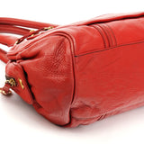 Borsa bowling in pelle rossa con tasca frontale