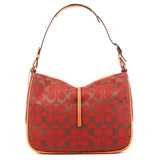 6091 Hamptons Hobo Bag aus rotem Signature Canvas mit hellbraunem Lederbesatz