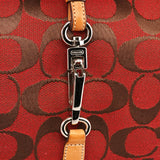 6091 Hamptons Hobo Bag aus rotem Signature Canvas mit hellbraunem Lederbesatz