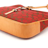 6091 Hamptons Hobo Bag aus rotem Signature Canvas mit hellbraunem Lederbesatz