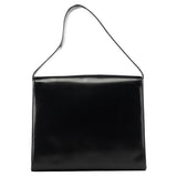 B7494 Sac porté épaule à boucle en cuir de veau noir