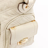 Borsa a spalla Multi-Pocket Blake in pelle trapuntata avorio