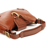 Borsa a spalla C in pelle marrone