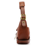 Borsa a spalla C in pelle marrone