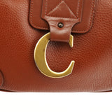 Borsa a spalla C in pelle marrone