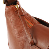 Borsa a spalla C in pelle marrone