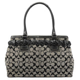 F13068 Hamptons tote i gråt og sort Signature canvas