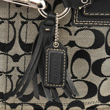 F13068 Hamptons tote i gråt og sort Signature canvas